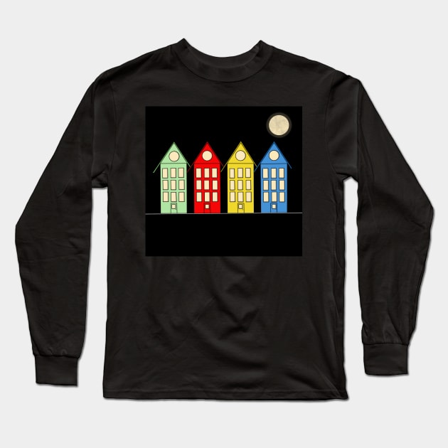 4 Houses... Colors. Long Sleeve T-Shirt by AtelierFafard